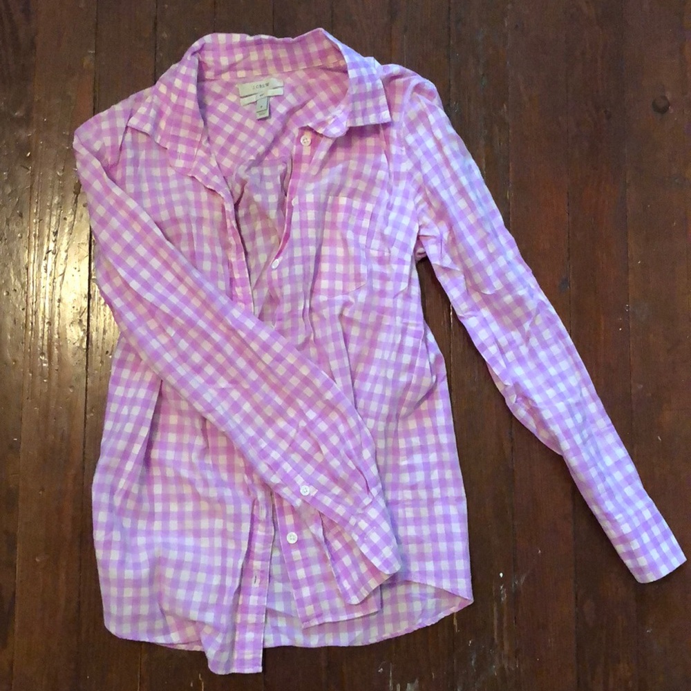 Jcrew Pink and white button up